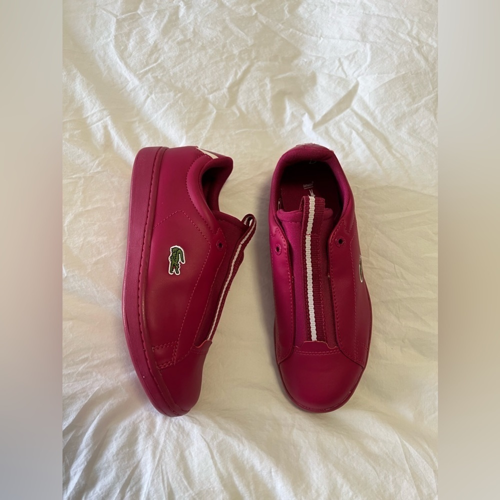 Lacoste | Girls SZ 3 | Pink Slip On Sneakers | Leather Pink EUC